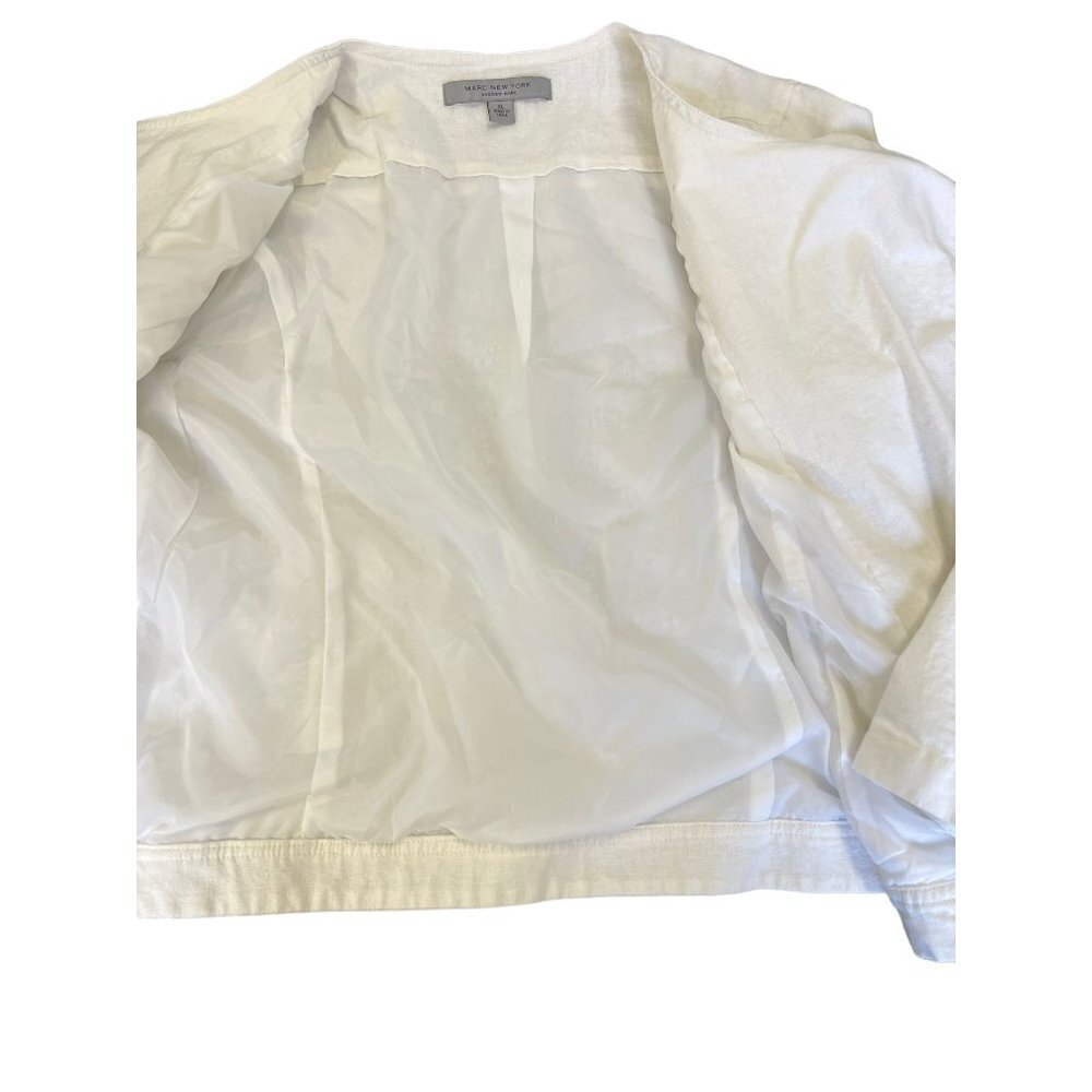 Marc New York Women Short Peacoat White Linen Gold Zipper Size XL - Picture 8 of 10
